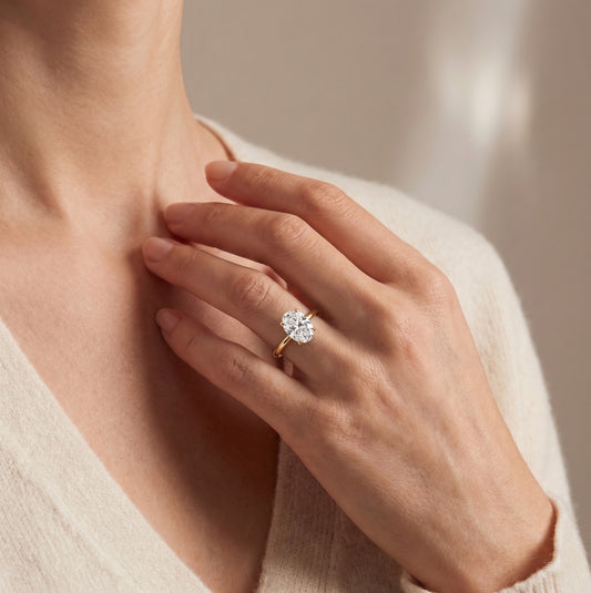 Hidden Halo Oval Solitaire Ring