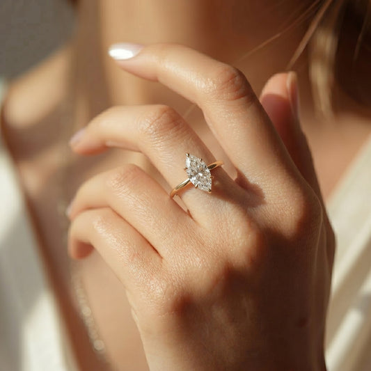 Hidden Halo Marquise Solitaire Ring