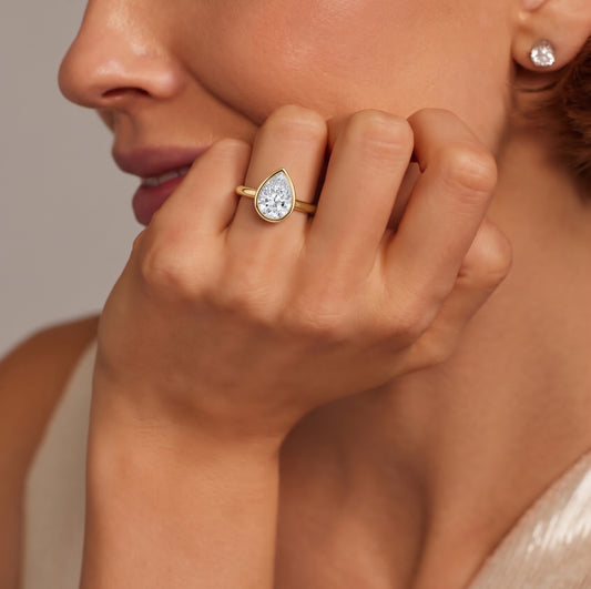 Luna Pear Solitaire Ring