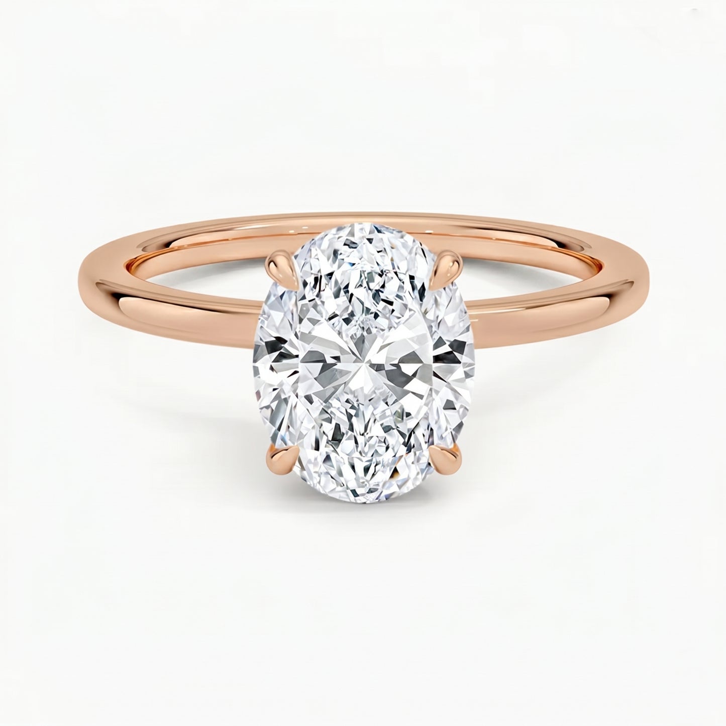 Hidden Halo Oval Solitaire Ring