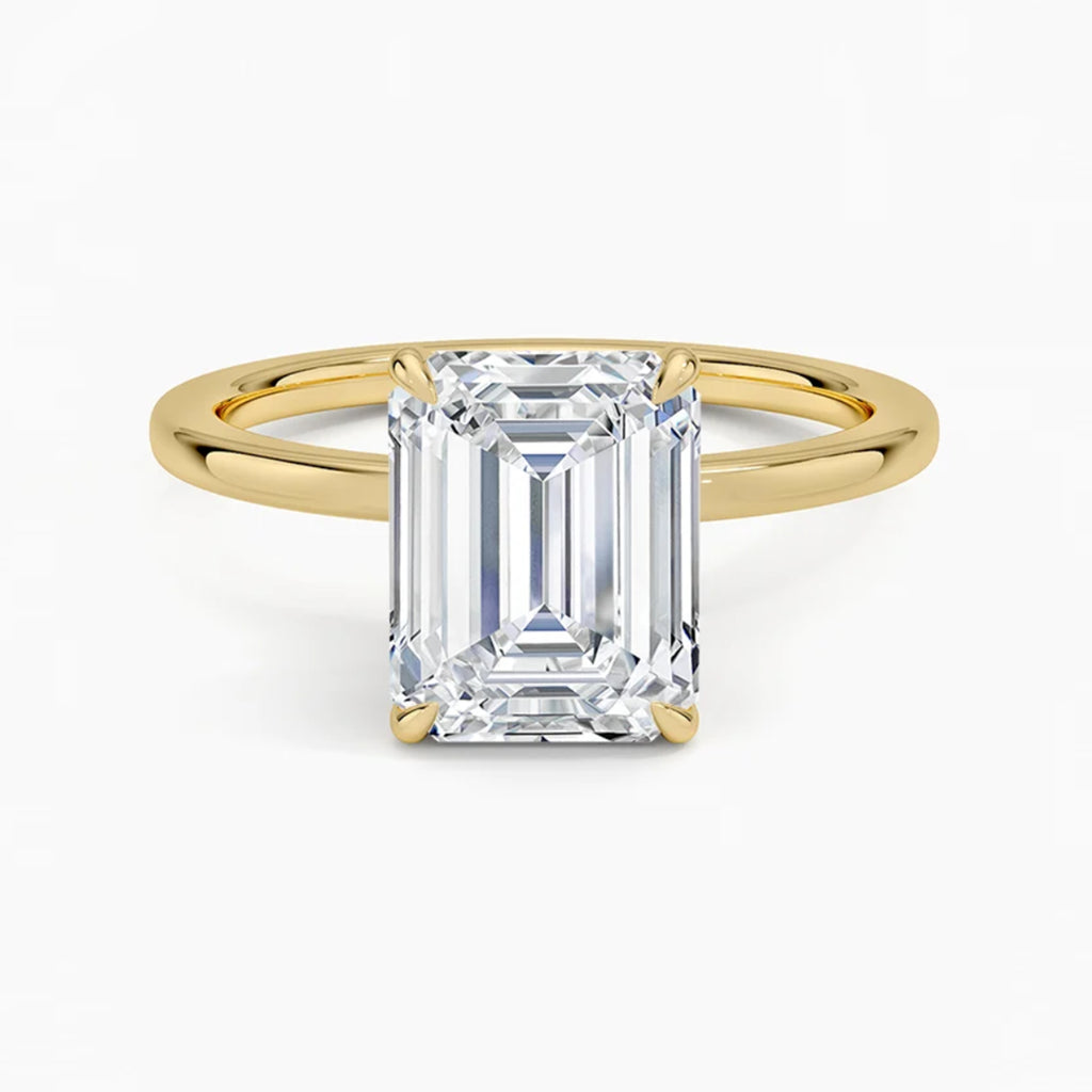 Hidden Halo Emerald Solitaire Ring