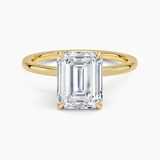 Hidden Halo Emerald Solitaire Ring