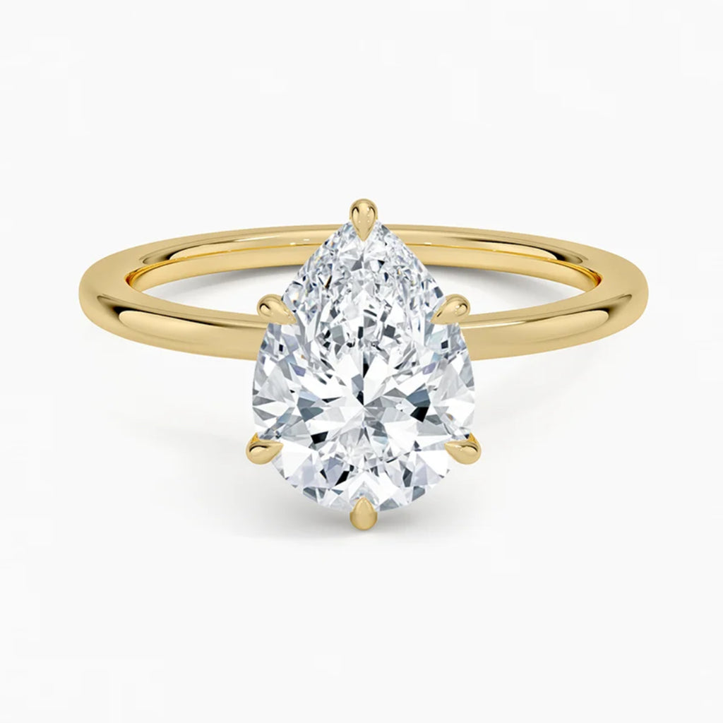 Hidden Halo Pear Solitaire Ring