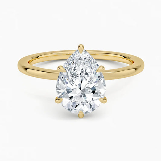 Hidden Halo Pear Solitaire Ring