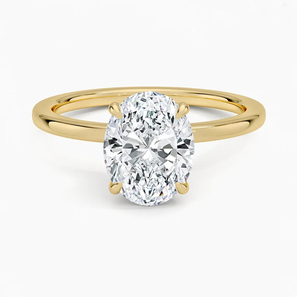 Hidden Halo Oval Solitaire Ring