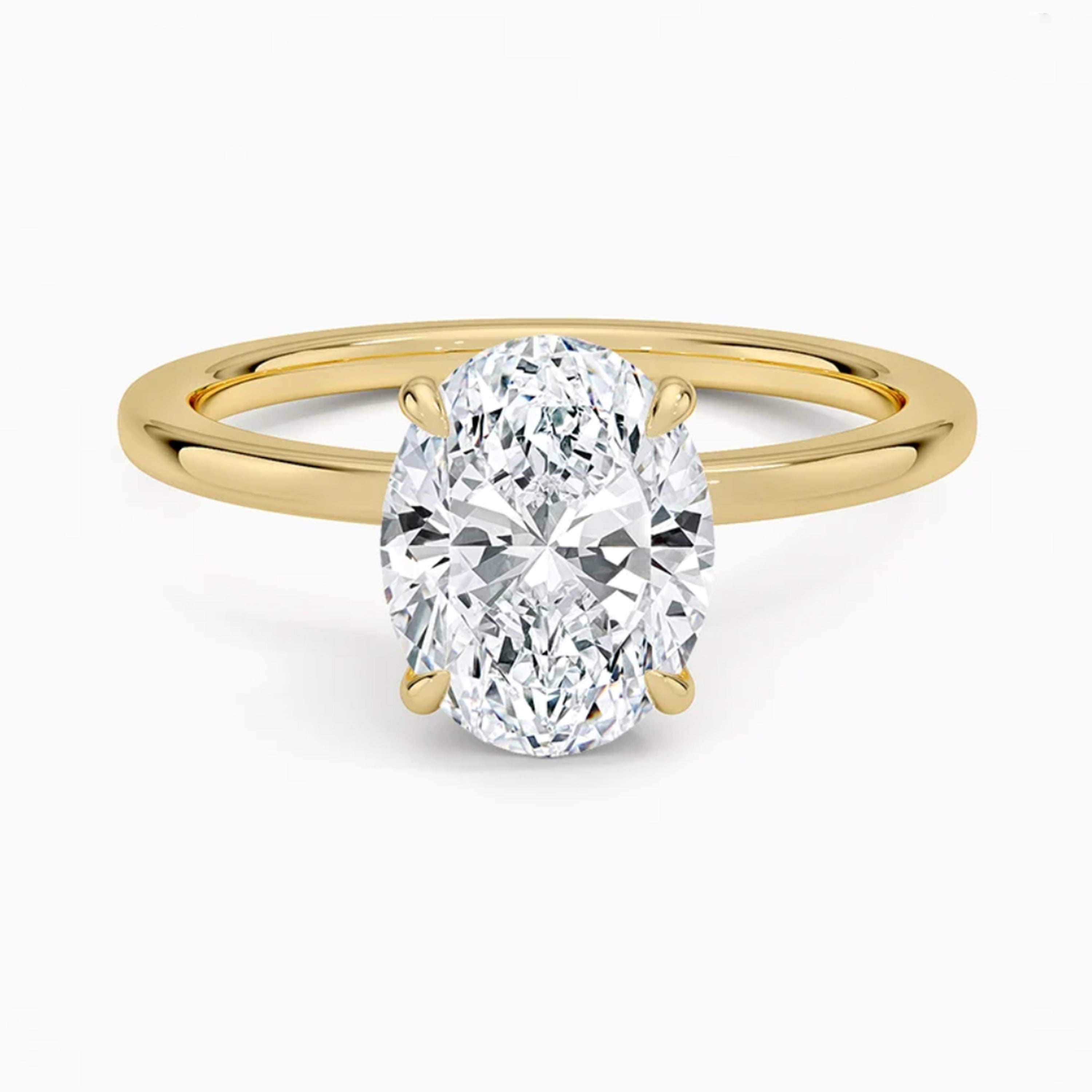 Hidden Halo Oval Solitaire Ring