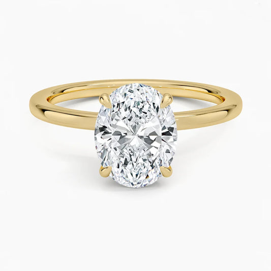 Hidden Halo Oval Solitaire Ring