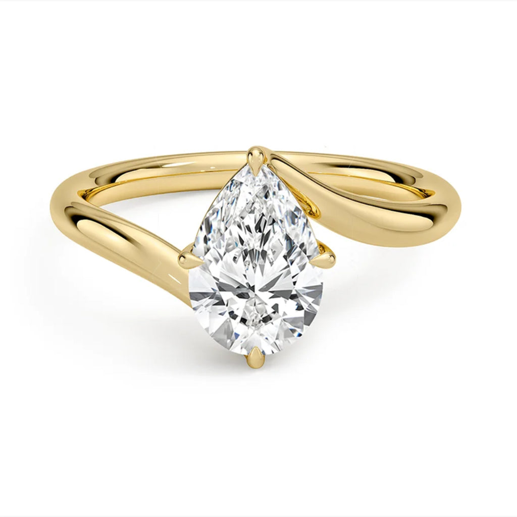 Embrace Pear Solitaire Ring