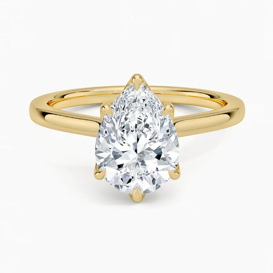 Flora Pear Solitaire Ring