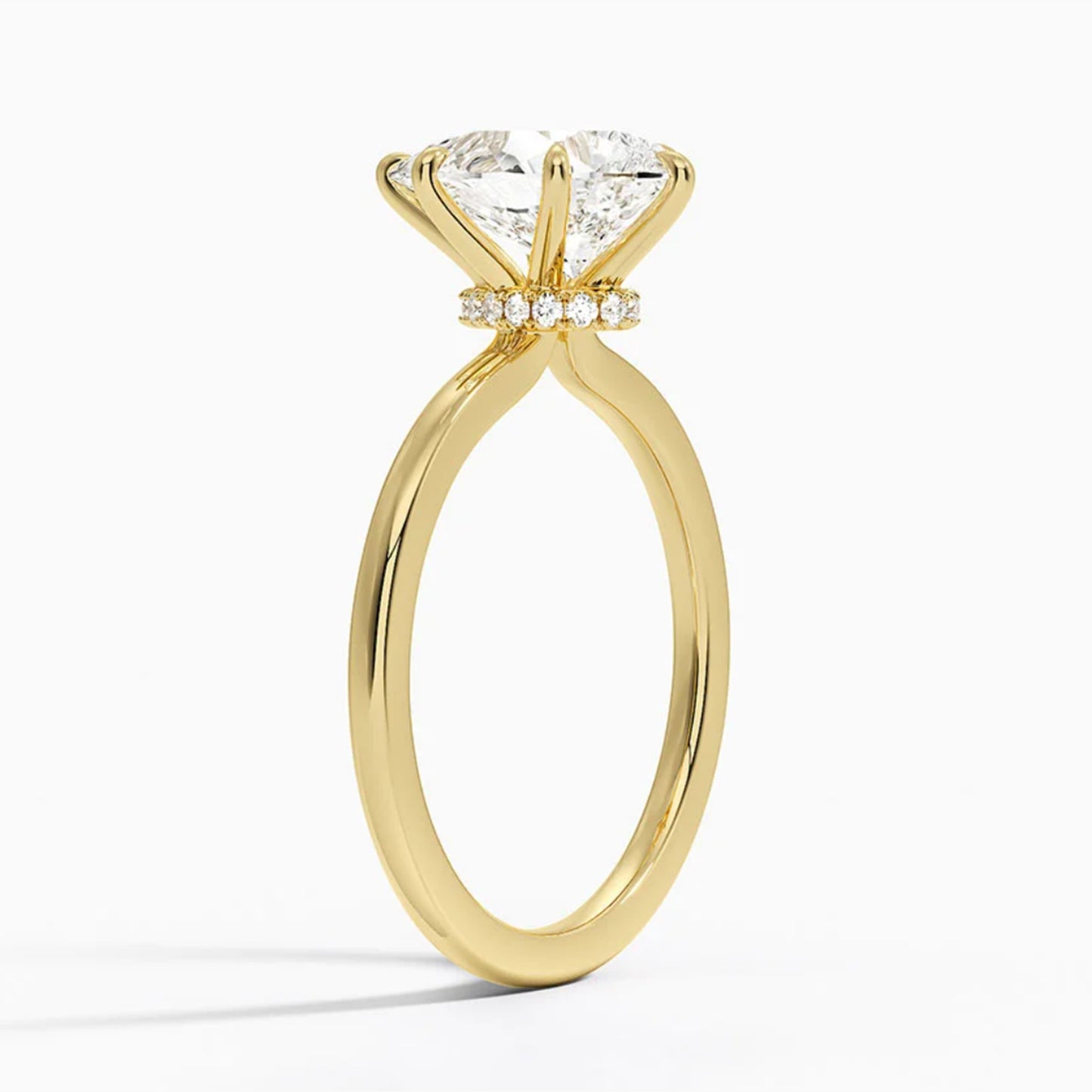 Hidden Halo Pear Solitaire Ring