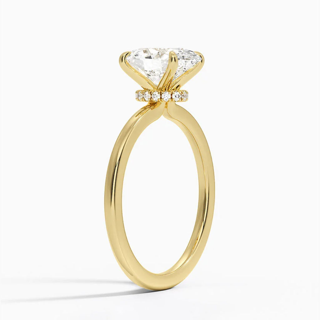 Hidden Halo Oval Solitaire Ring