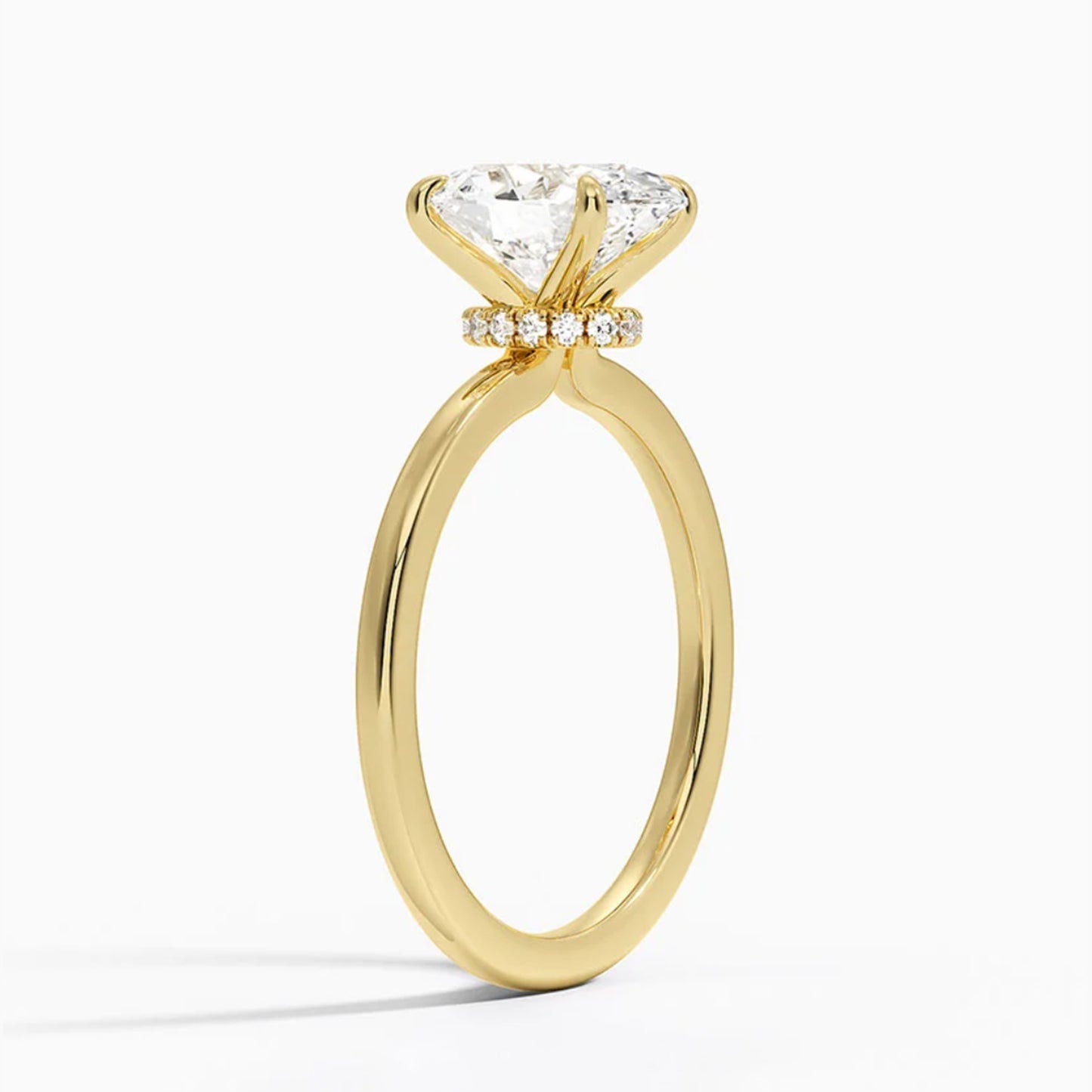 Hidden Halo Oval Solitaire Ring