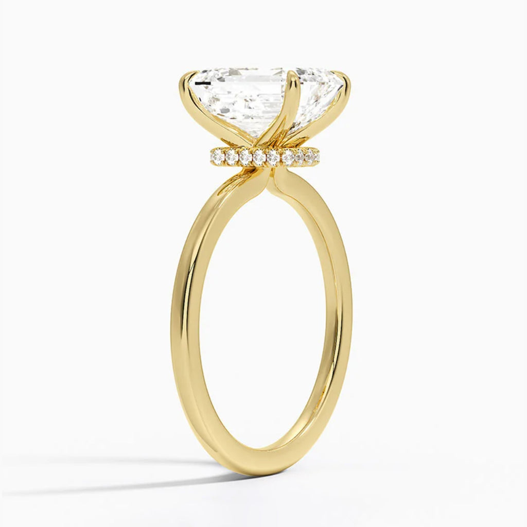 Hidden Halo Emerald Solitaire Ring