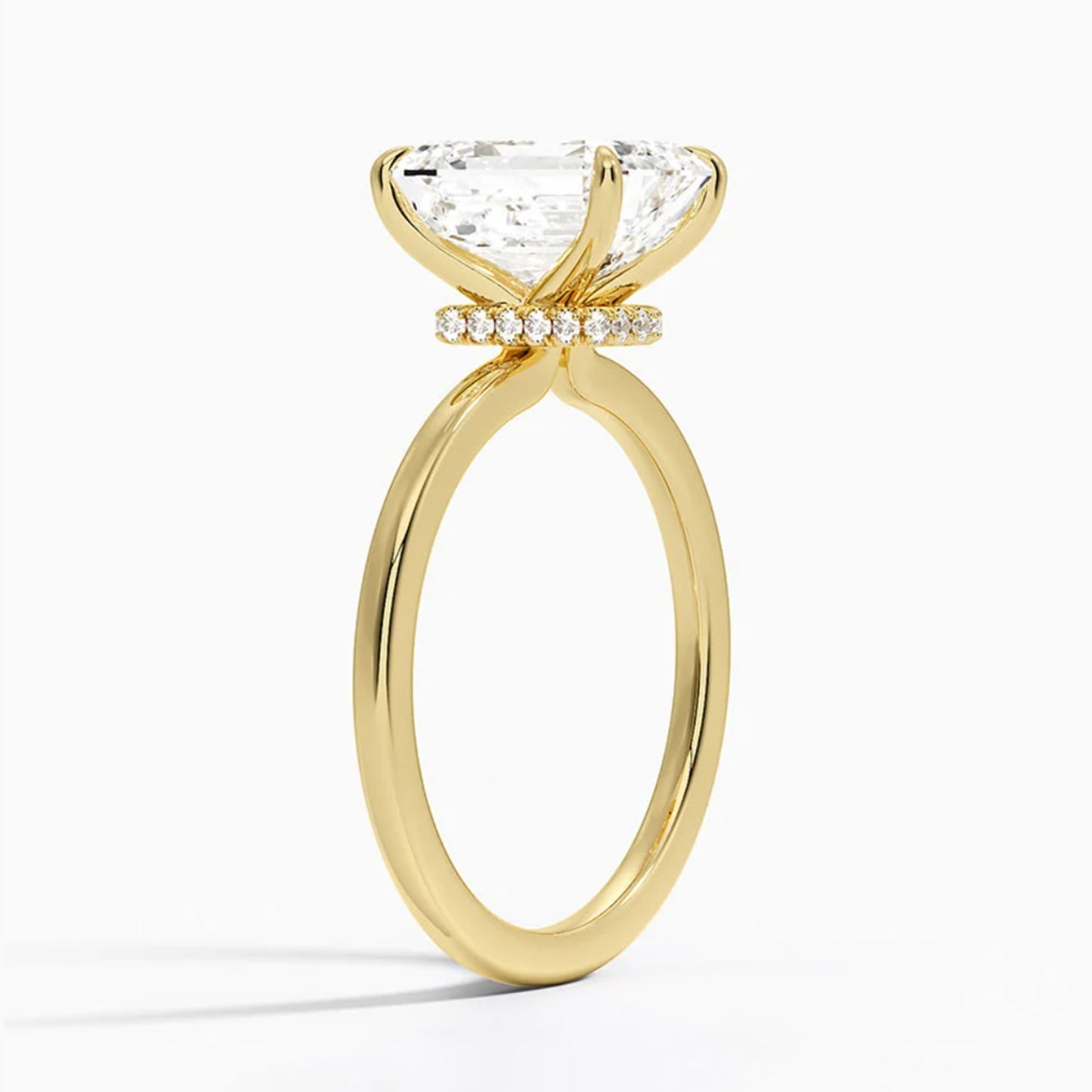 Hidden Halo Emerald Solitaire Ring