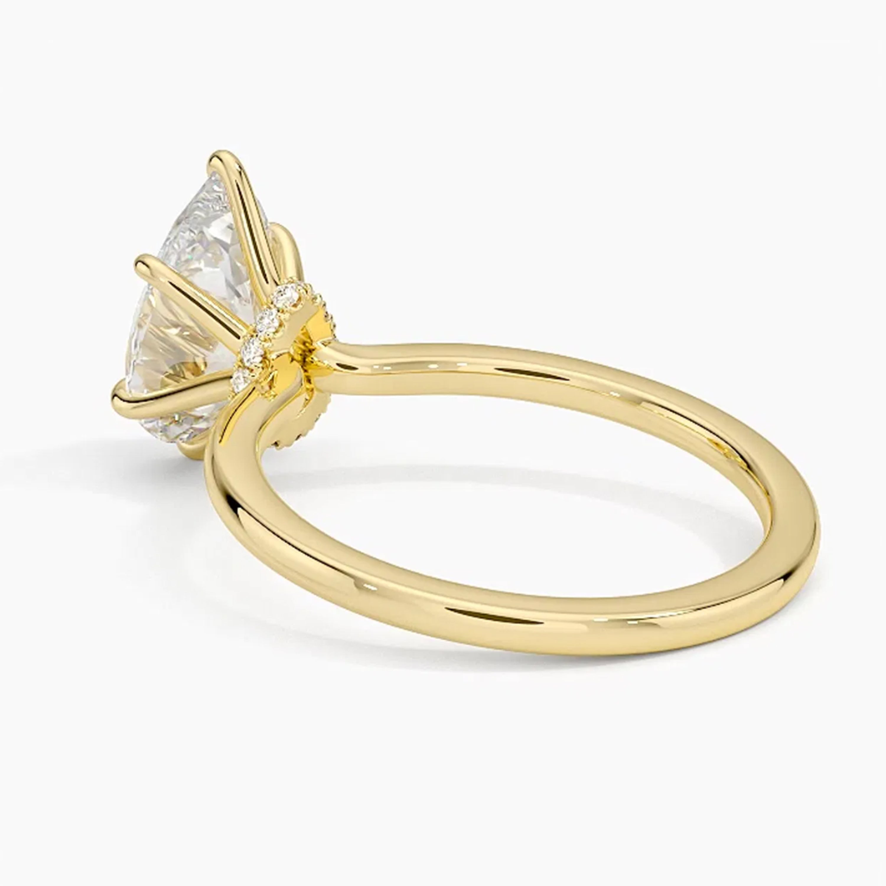 Hidden Halo Pear Solitaire Ring