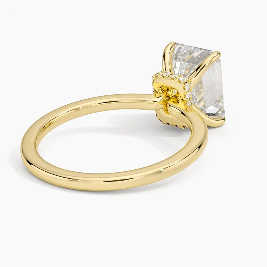 Hidden Halo Emerald Solitaire Ring