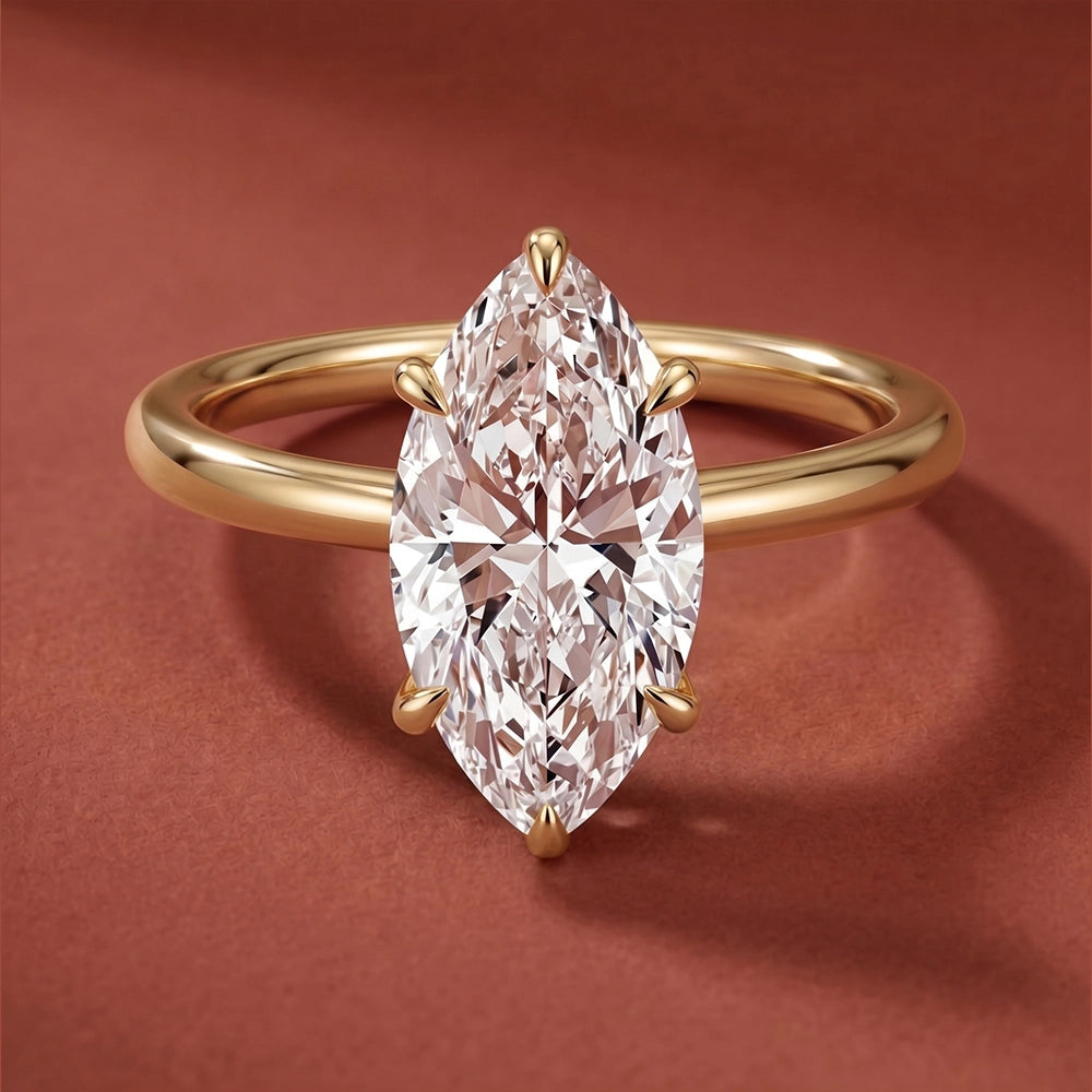 Hidden Halo Marquise Solitaire Ring