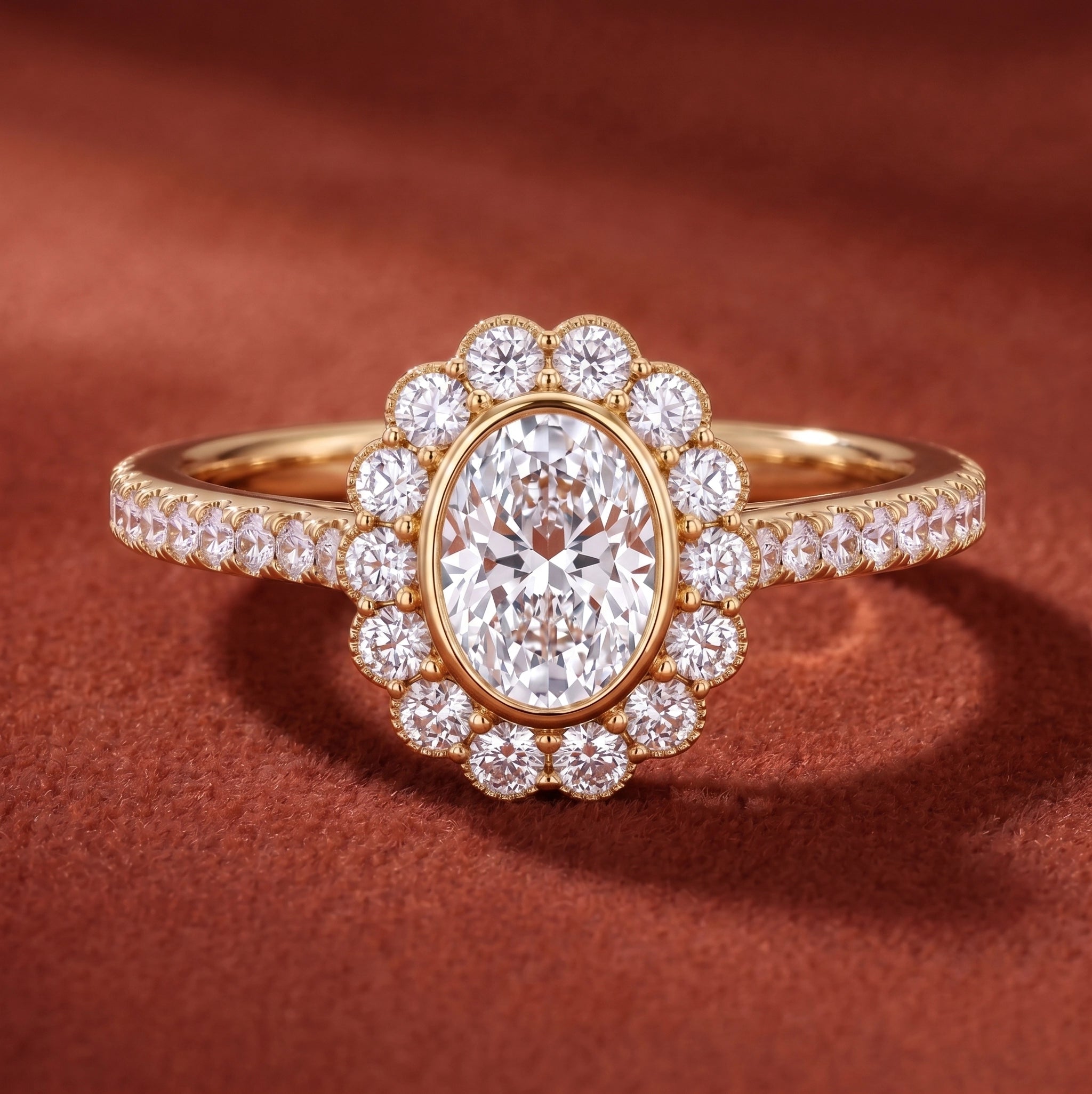 Heart of Helios - Oval Halo Ring