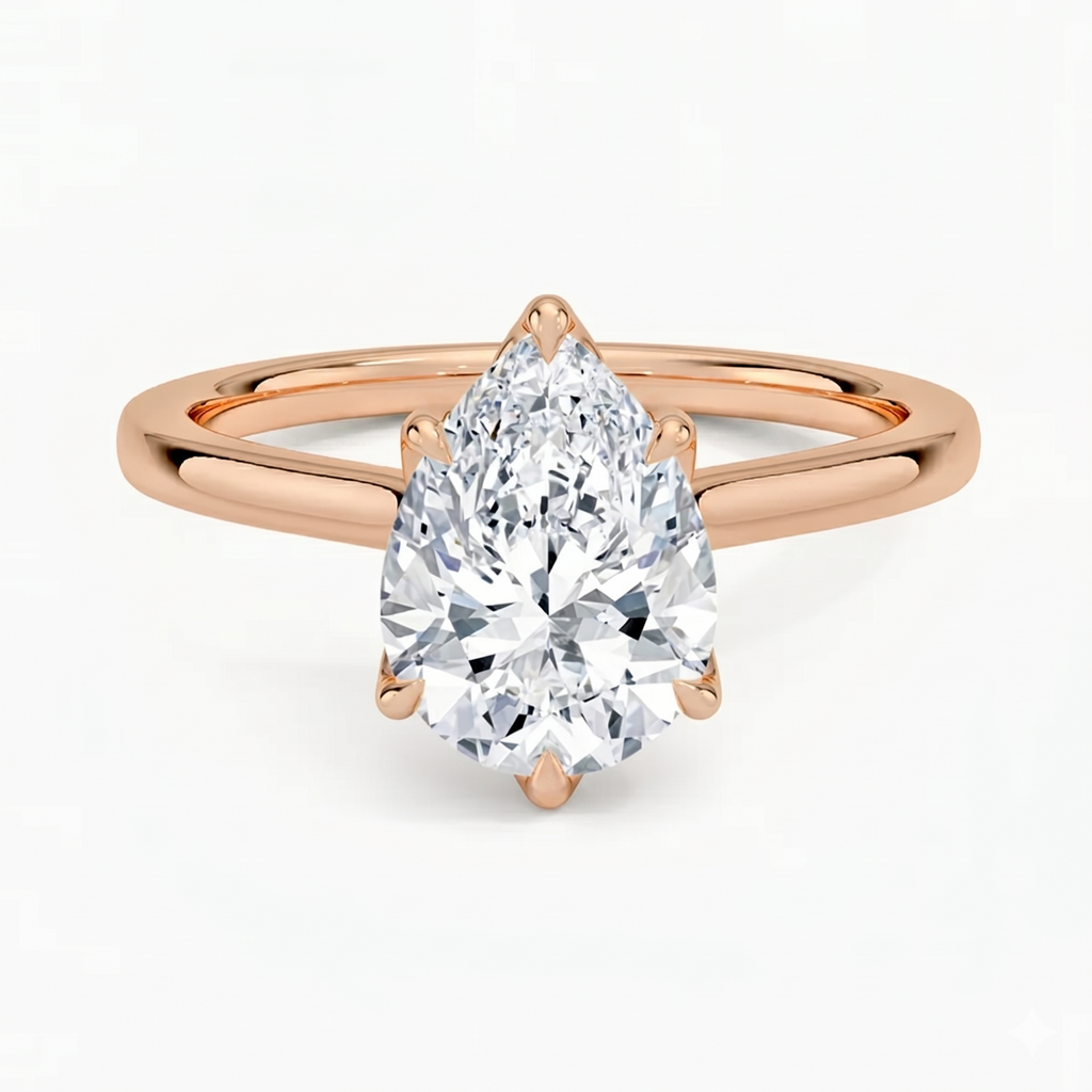 Flora Pear Solitaire Ring