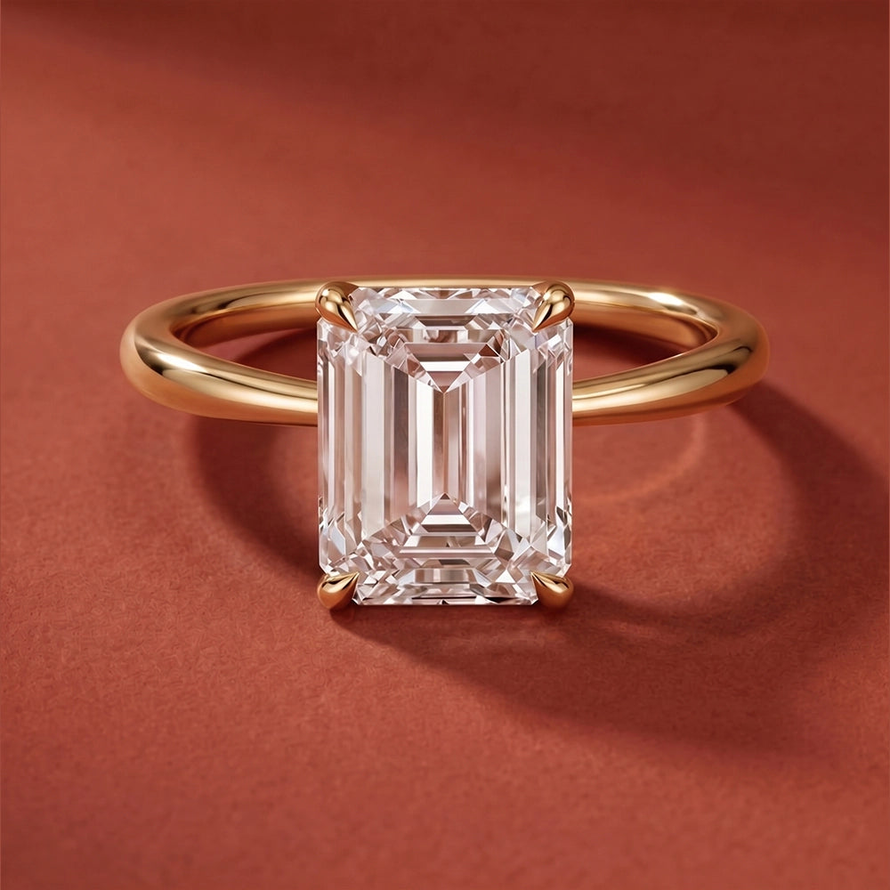 Hidden Halo Emerald Solitaire Ring