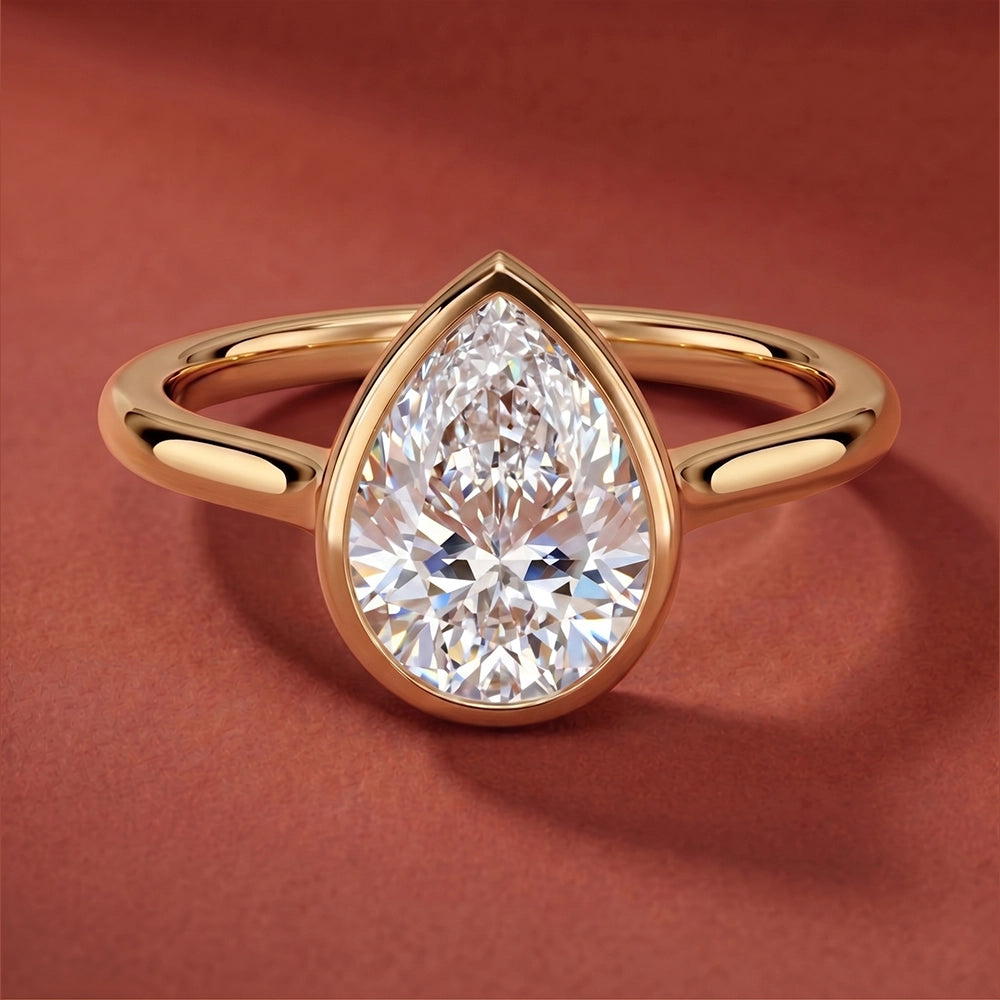Luna Pear Solitaire Ring