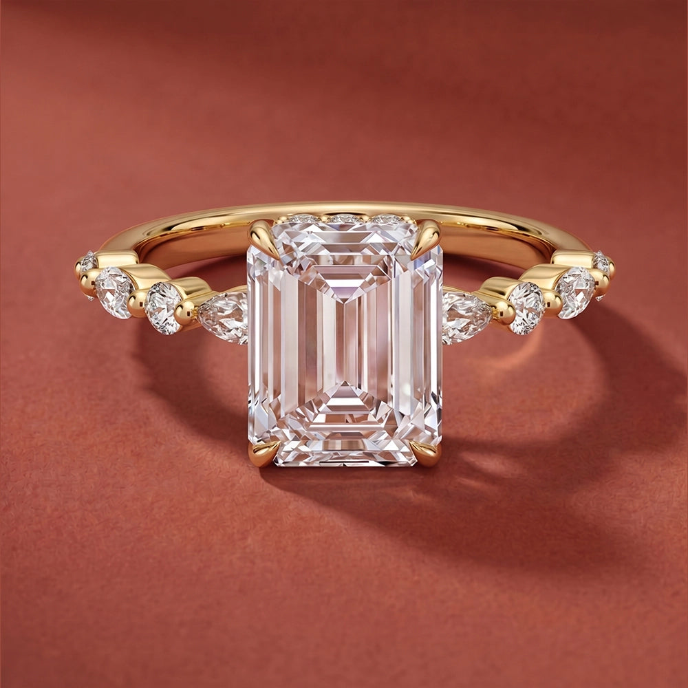 Ivy Hidden Halo Emerald Ring