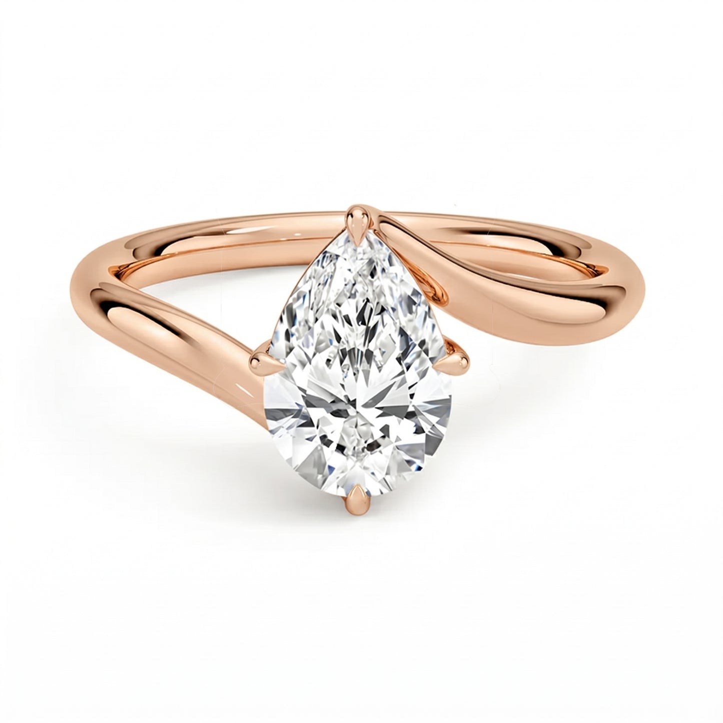 Embrace Pear Solitaire Ring