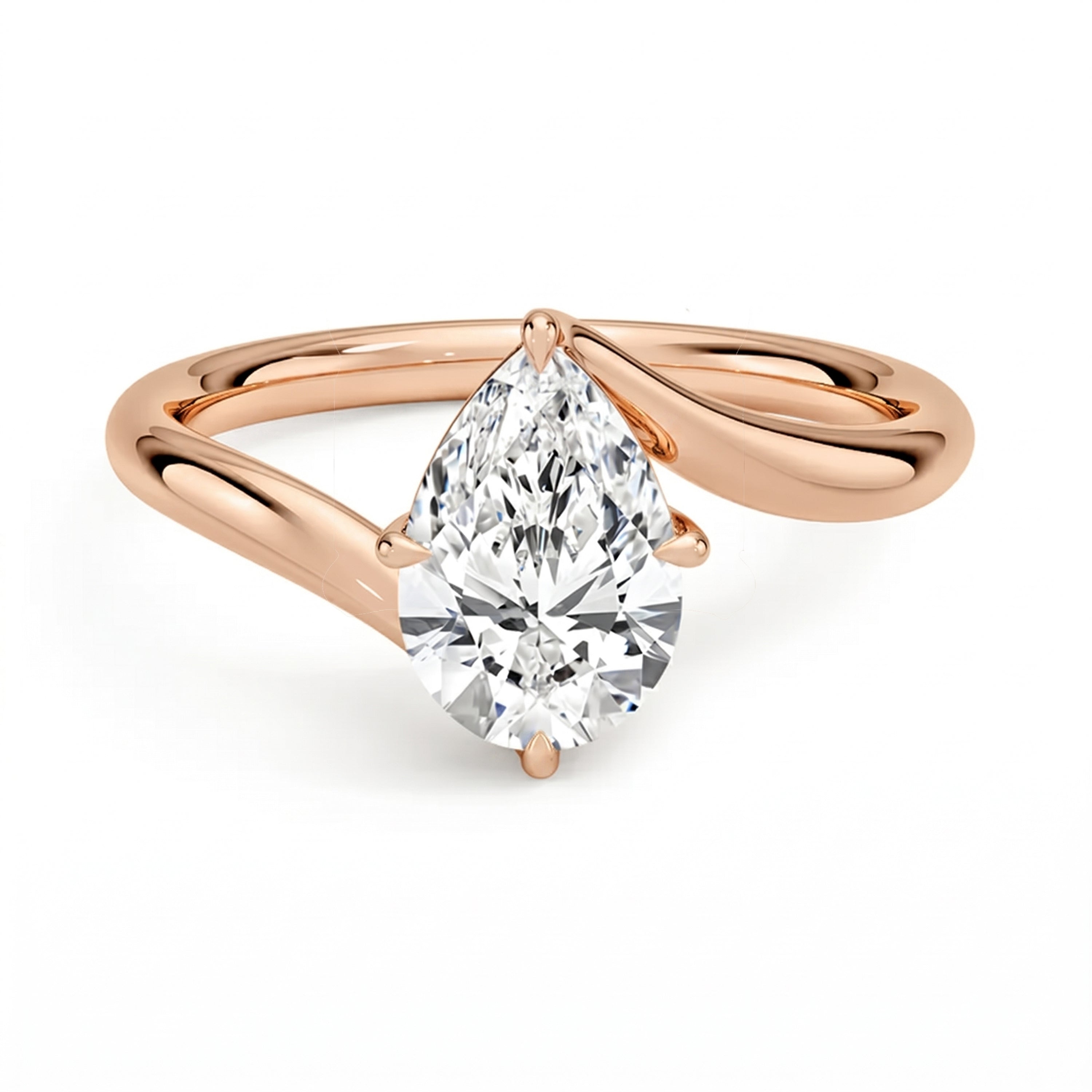 Embrace Pear Solitaire Ring