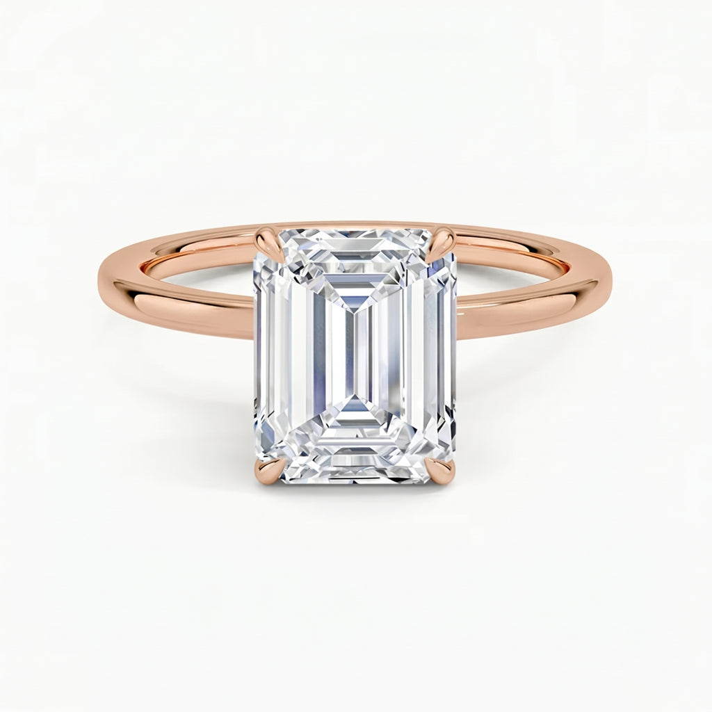 Hidden Halo Emerald Solitaire Ring