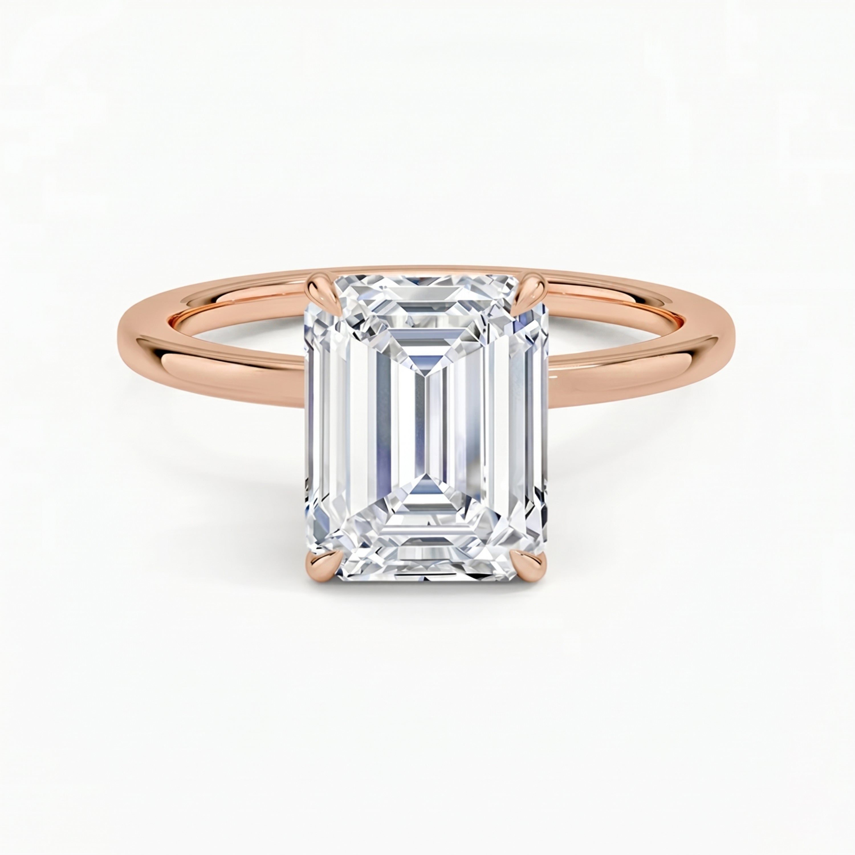 Hidden Halo Emerald Solitaire Ring