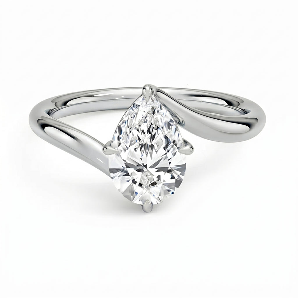 Embrace Pear Solitaire Ring