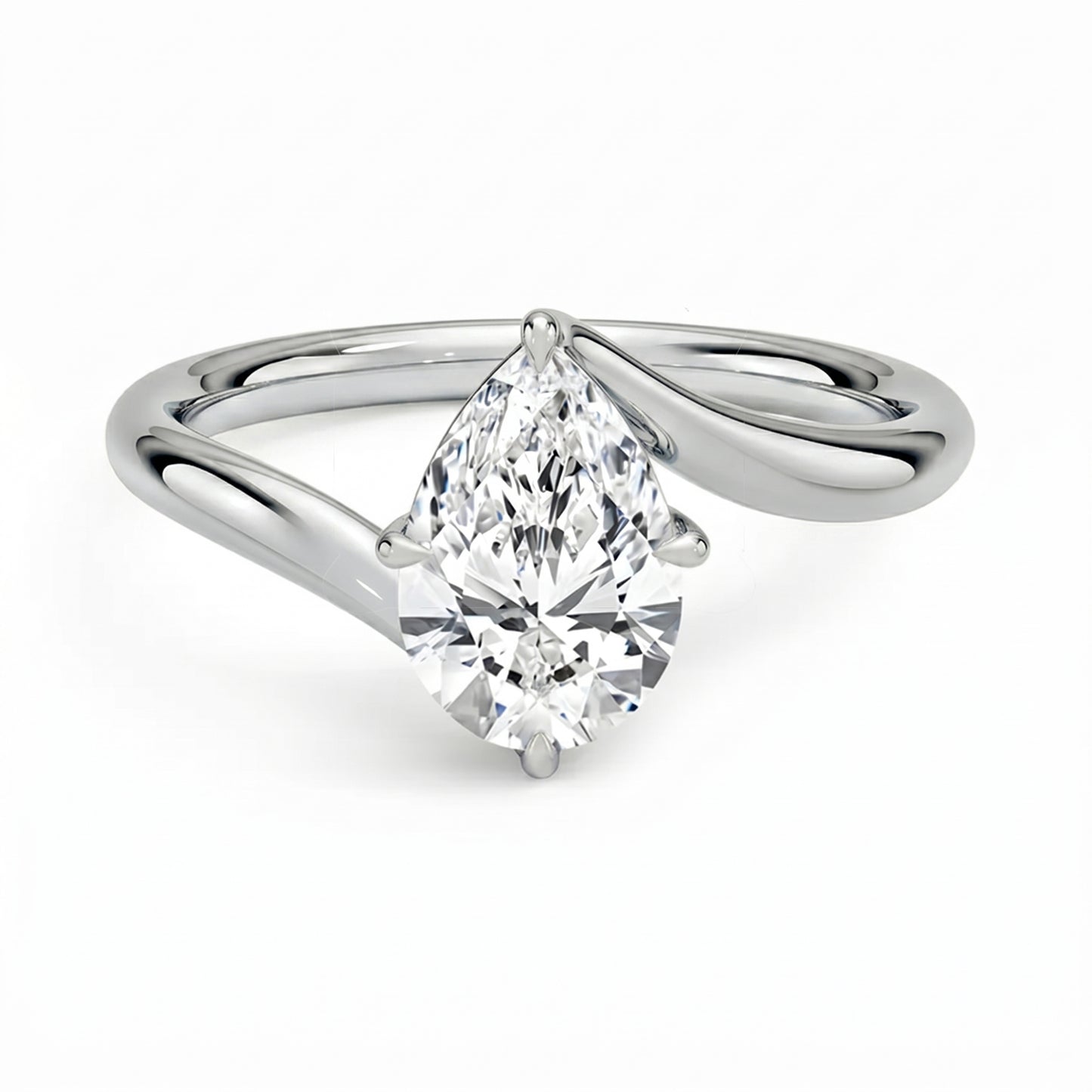Embrace Pear Solitaire Ring