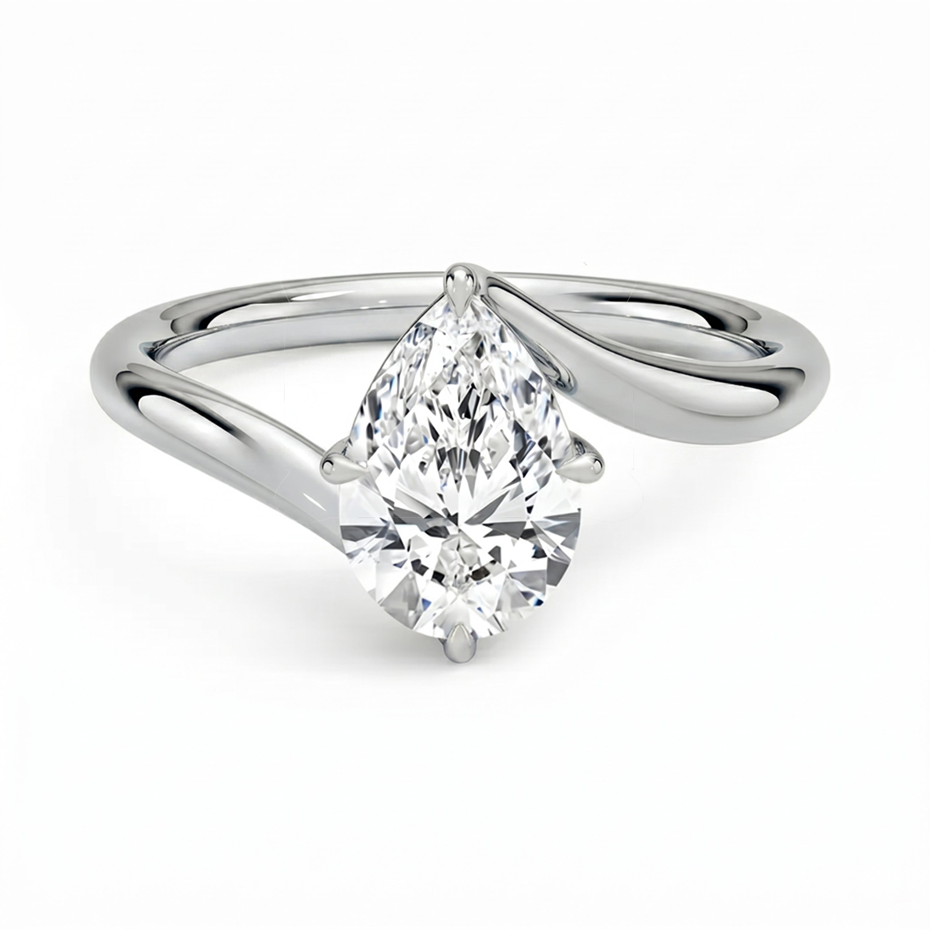Embrace Pear Solitaire Ring