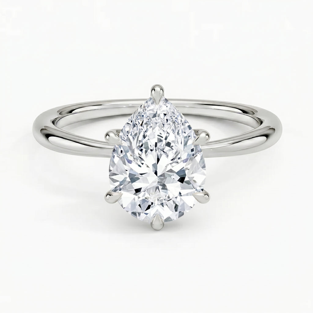 Iris Pear Solitaire Ring