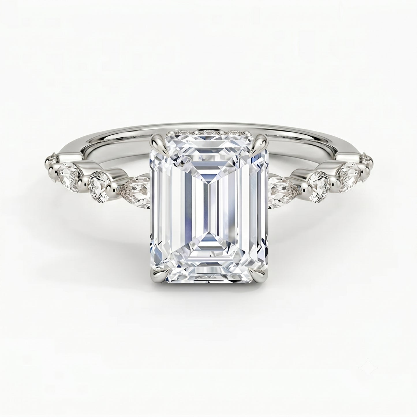 Ivy Hidden Halo Emerald Ring