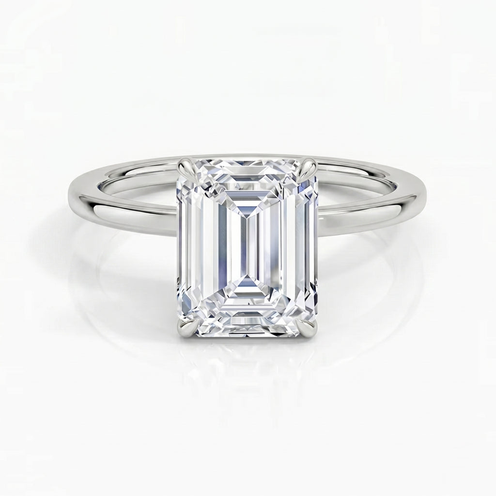 Hidden Halo Emerald Solitaire Ring