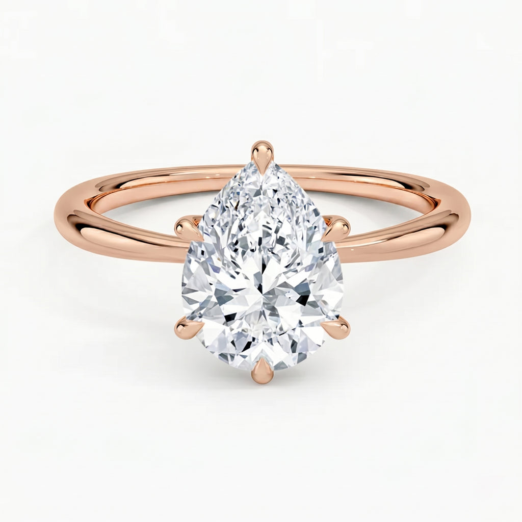 Iris Pear Solitaire Ring