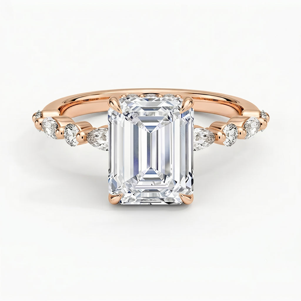 Ivy Hidden Halo Emerald Ring
