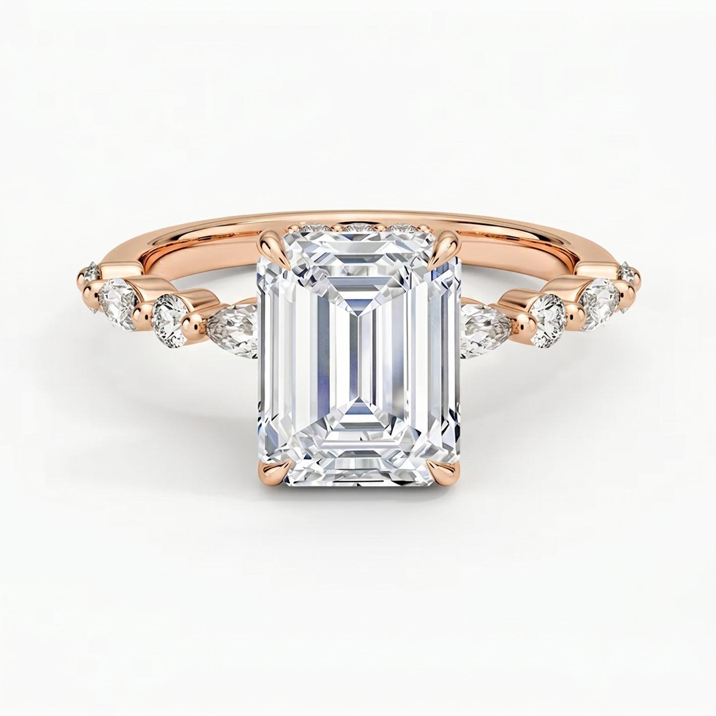Ivy Hidden Halo Emerald Ring