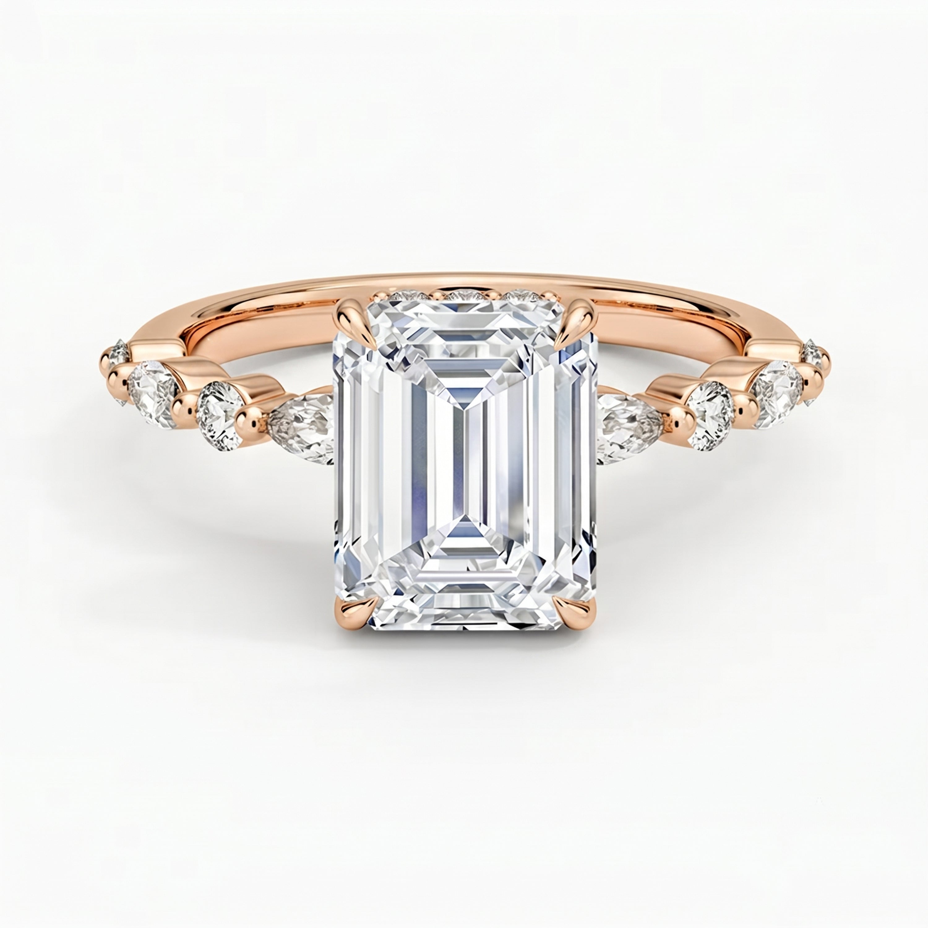 Ivy Hidden Halo Emerald Ring
