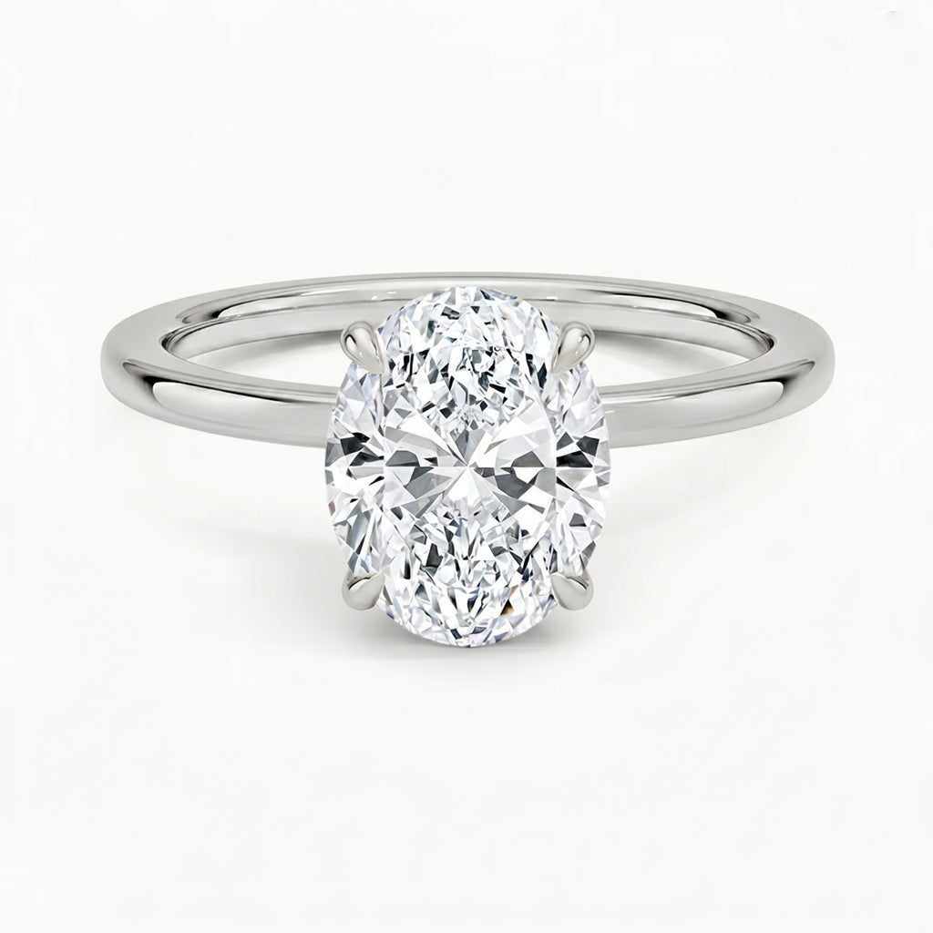 Hidden Halo Oval Solitaire Ring