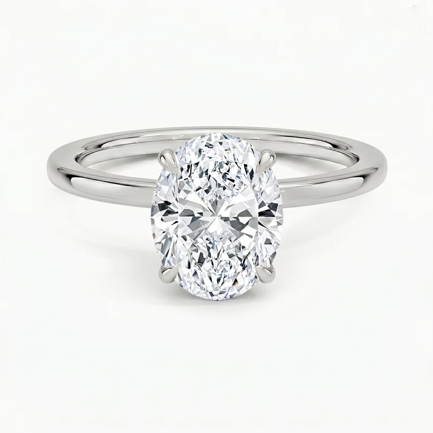 Hidden Halo Oval Solitaire Ring