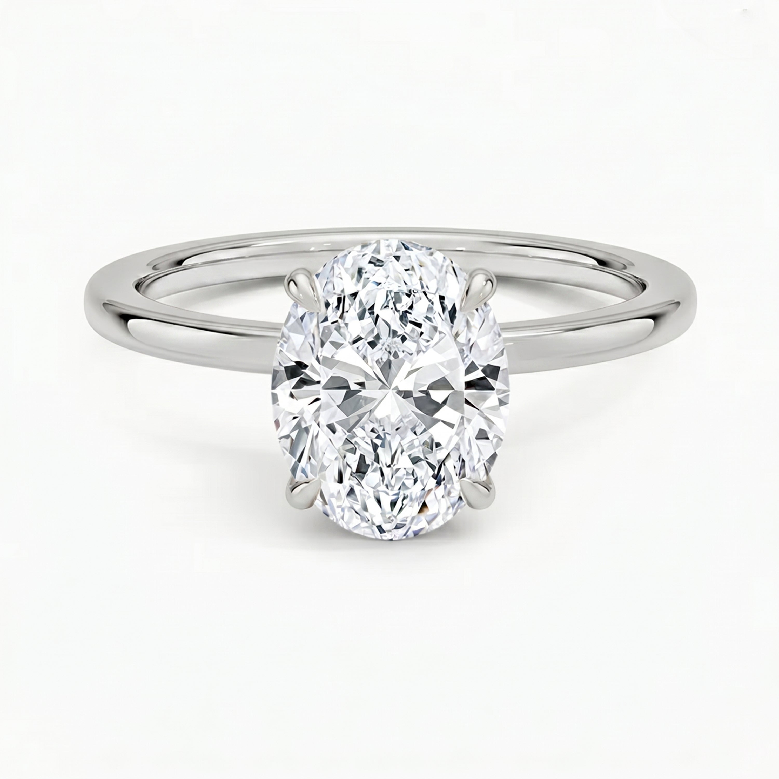 Hidden Halo Oval Solitaire Ring