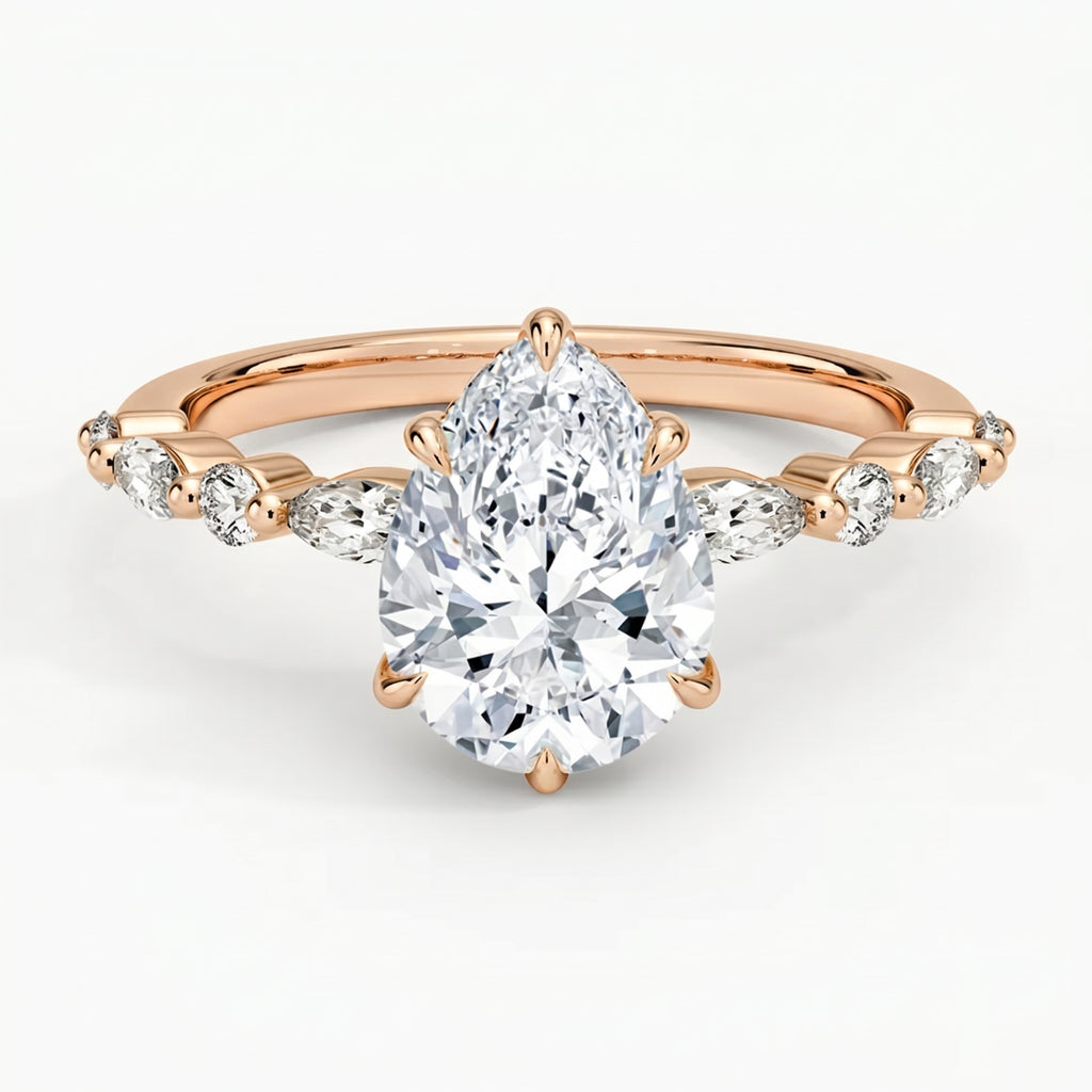 Ivy Hidden Halo Pear Ring