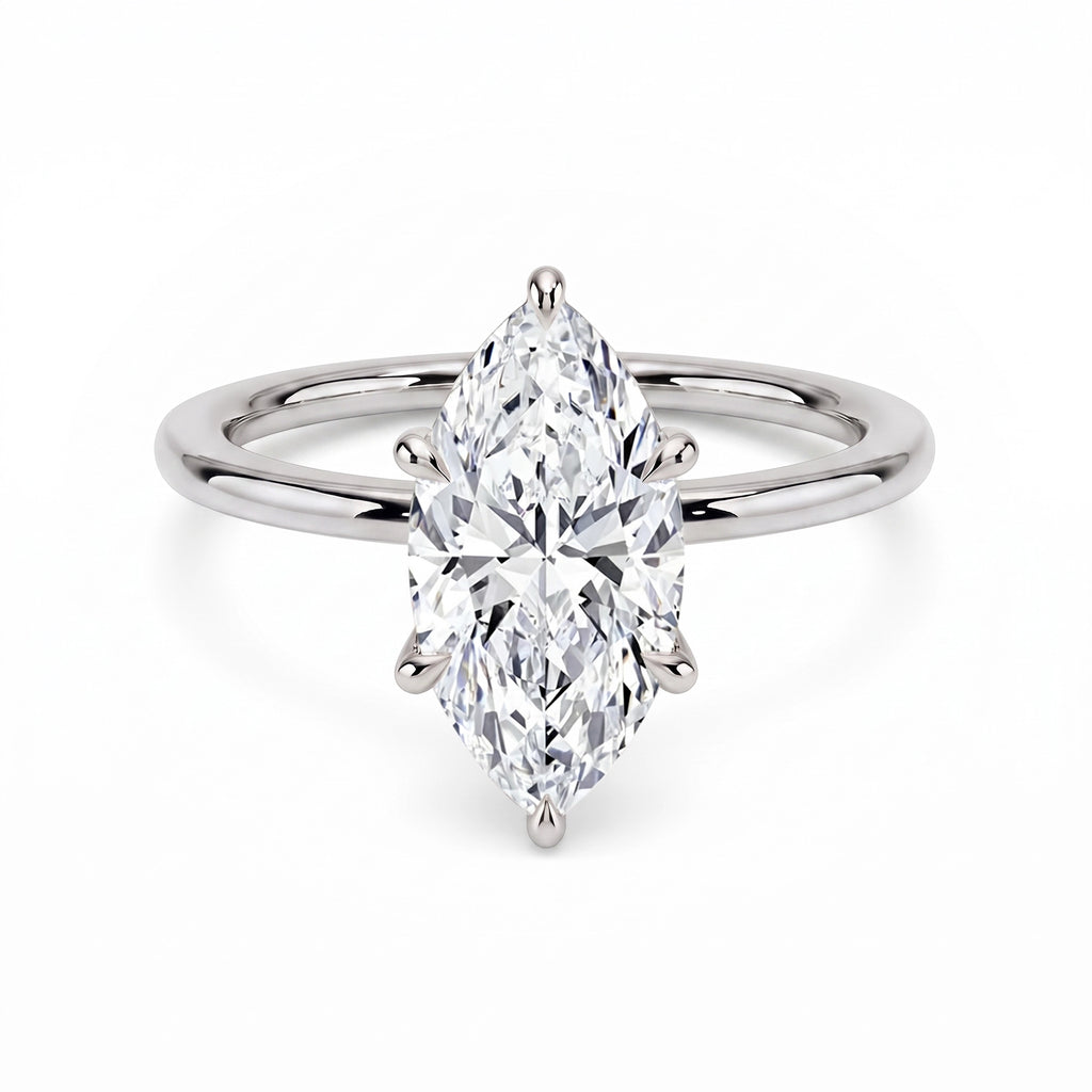 Hidden Halo Marquise Solitaire Ring
