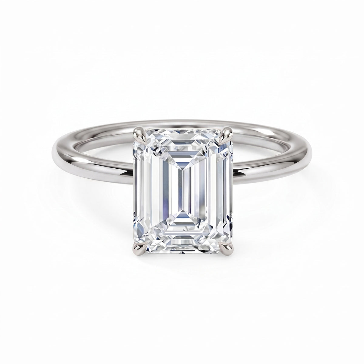 Hidden Halo Emerald Solitaire Ring