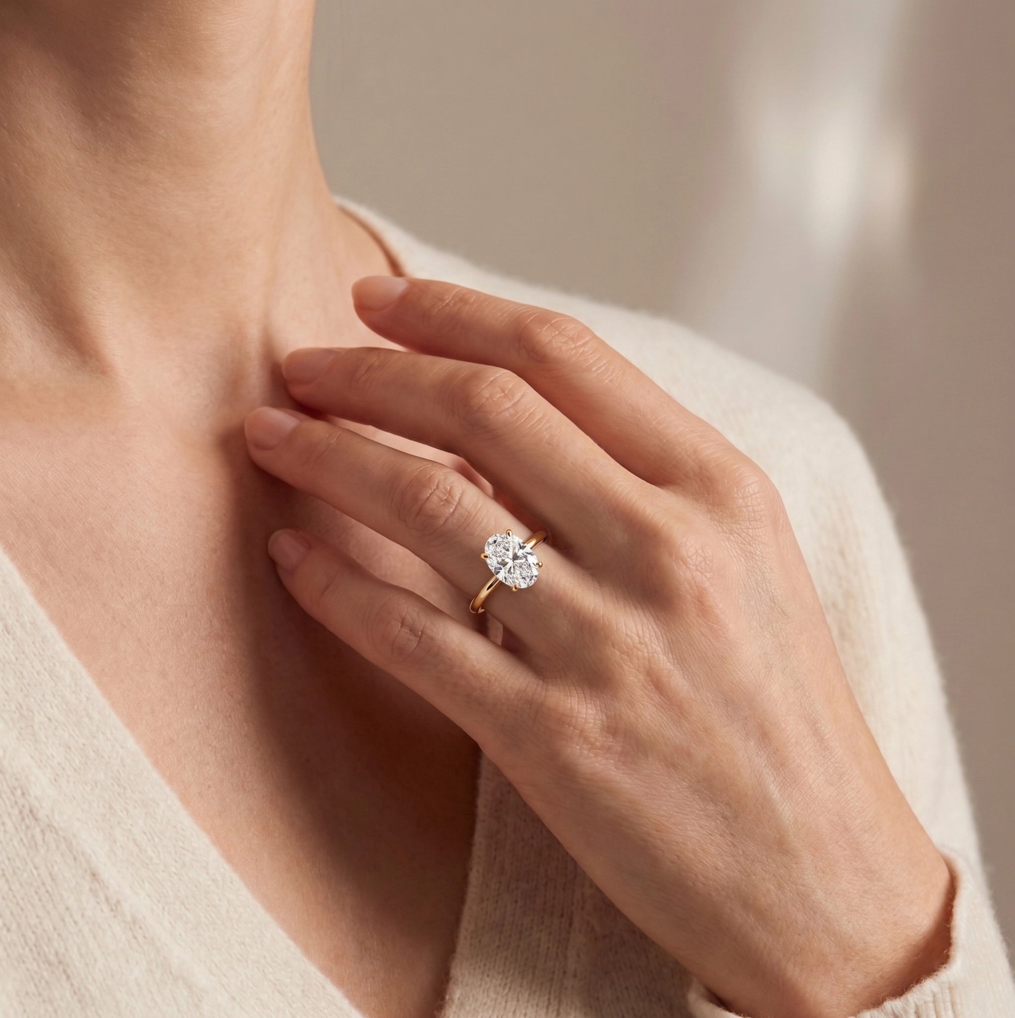 Hidden Halo Oval Solitaire Ring