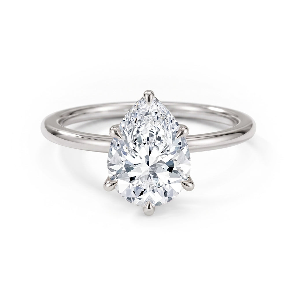 Iris Pear Solitaire Ring