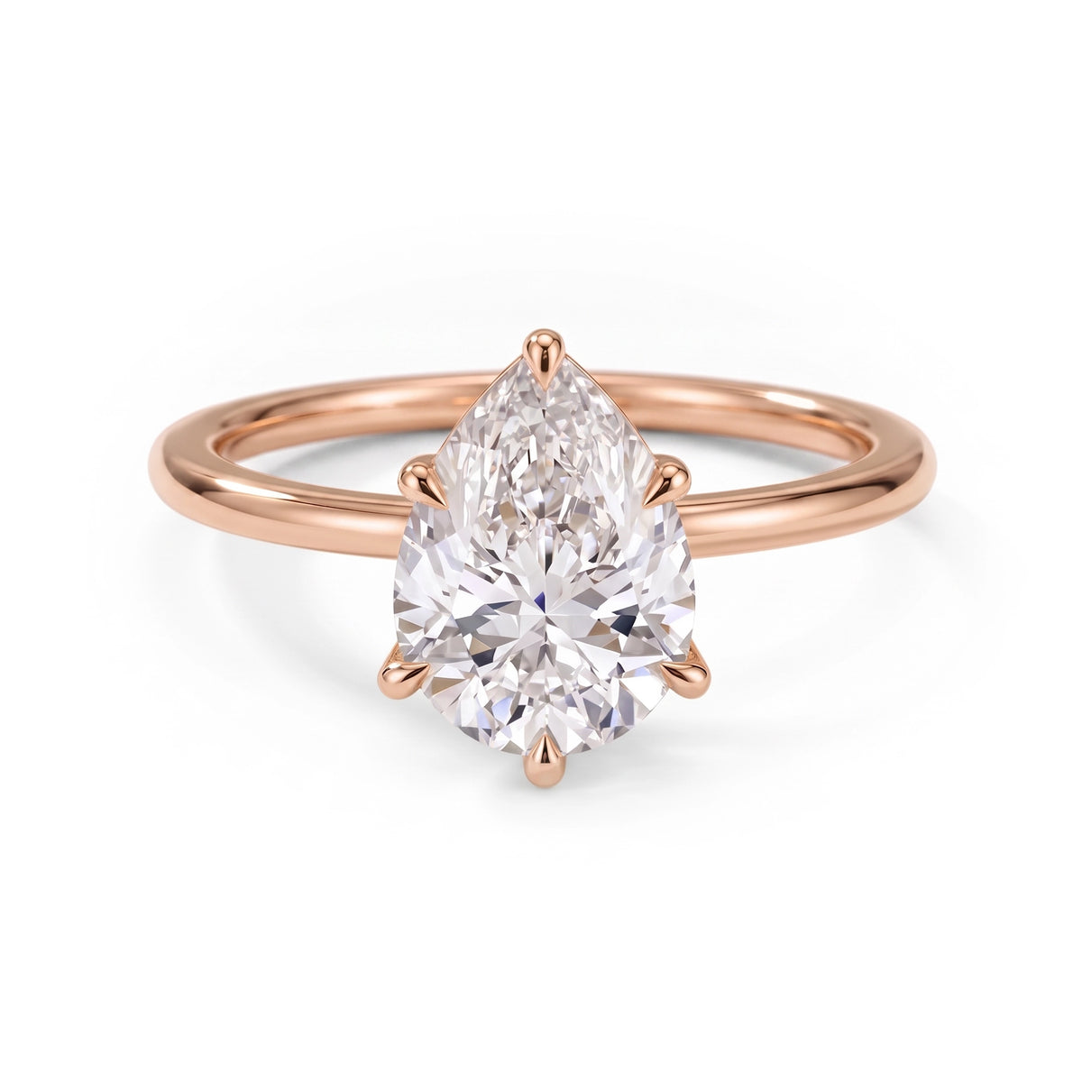 Hidden Halo Pear Solitaire Ring