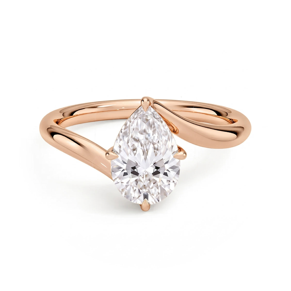 Embrace Pear Solitaire Ring